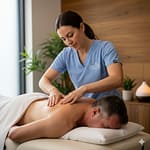 Massage Therapy Registered Massage Therapist treating chronic back pain in Oakville clinic