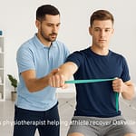 sports physiotherapist helping athlete recover.
